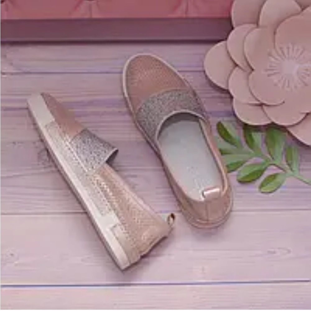 KaDar Comfort Line Leather Slip-On Loafer Sz 7-EUC!! Rose Gold-Silver-Ra…